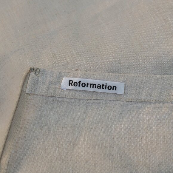 Reformation Mini Skirt Sz 10 W29 Linen Ecru Slit Hem Boho Festival Summer Chic - Picture 4 of 6